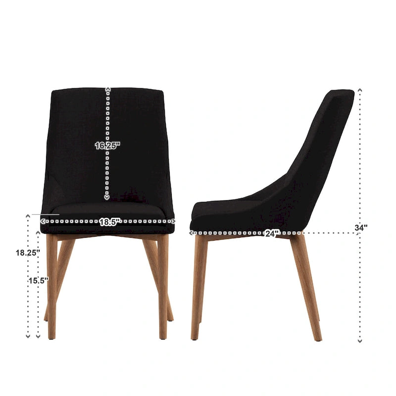 Chaise de salle à manger avec dossier tonneau chêne foncé / gris / bleu / rouge, lot de 2
