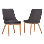 Chaise de salle à manger avec dossier tonneau chêne foncé / gris / bleu / rouge, lot de 2