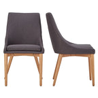 Chaise de salle à manger avec dossier tonneau chêne foncé / gris / bleu / rouge, lot de 2