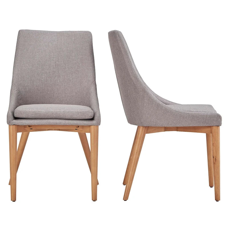 Chaise de salle à manger avec dossier tonneau chêne foncé / gris / bleu / rouge, lot de 2