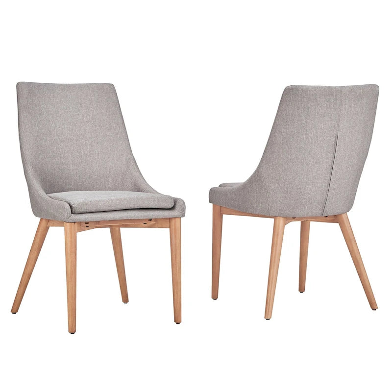 Chaise de salle à manger avec dossier tonneau chêne foncé / gris / bleu / rouge, lot de 2