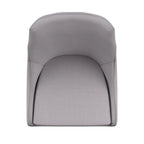 Chaise de salle à manger avec dossier tonneau chêne foncé / gris / bleu / rouge, lot de 2