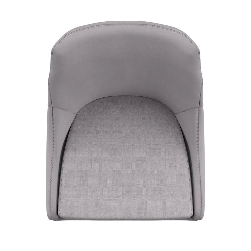 Chaise de salle à manger avec dossier tonneau chêne foncé / gris / bleu / rouge, lot de 2