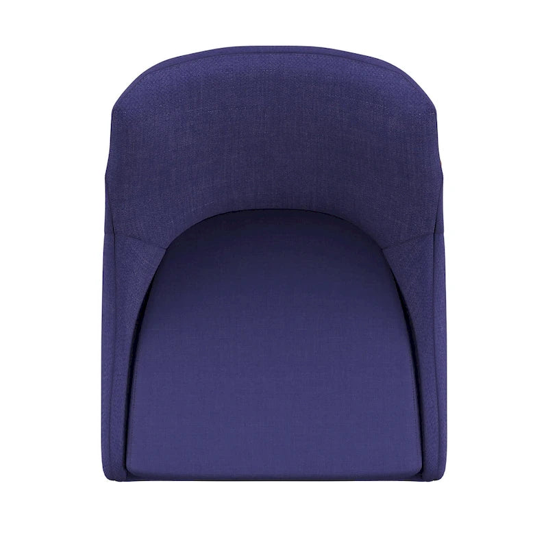 Chaise de salle à manger avec dossier tonneau chêne foncé / gris / bleu / rouge, lot de 2