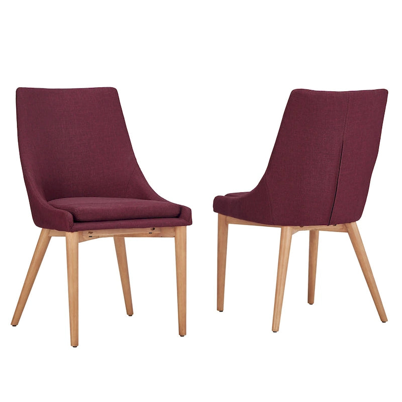 Chaise de salle à manger avec dossier tonneau chêne foncé / gris / bleu / rouge, lot de 2