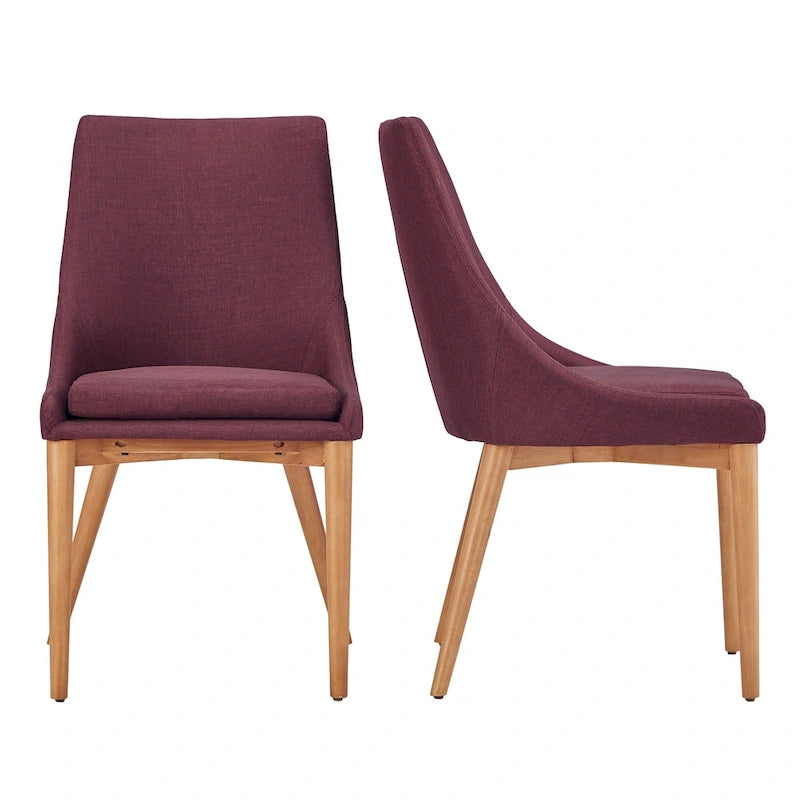 Chaise de salle à manger avec dossier tonneau chêne foncé / gris / bleu / rouge, lot de 2