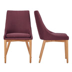 Chaise de salle à manger avec dossier tonneau chêne foncé / gris / bleu / rouge, lot de 2