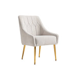 Fauteuil d'appoint rembourré beige/jaune/gris avec pieds en métal – Siège simple