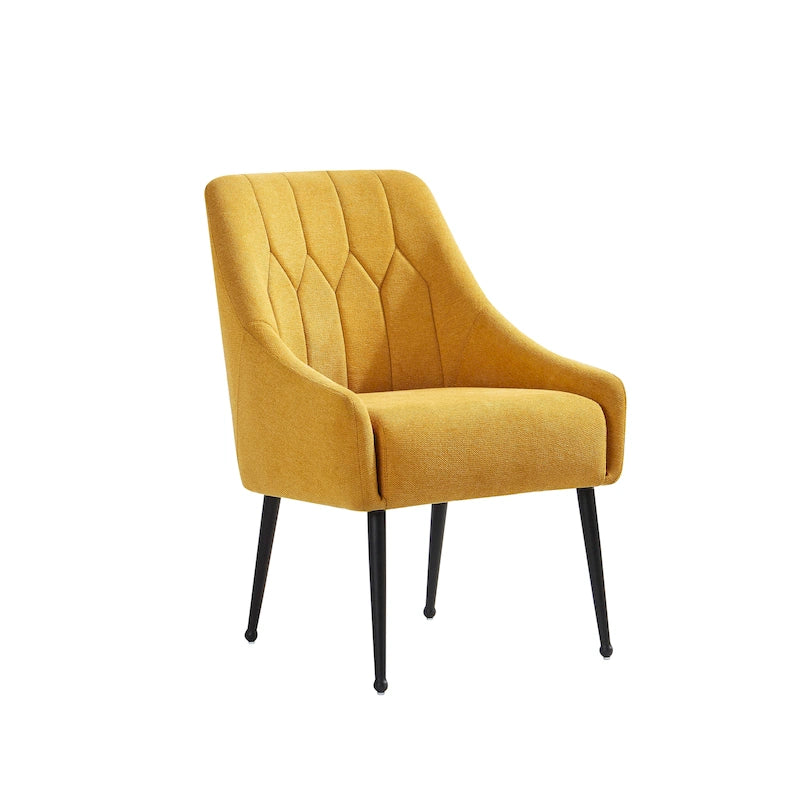 Fauteuil d'appoint rembourré beige/jaune/gris avec pieds en métal – Siège simple
