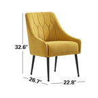 Fauteuil d'appoint rembourré beige/jaune/gris avec pieds en métal – Siège simple