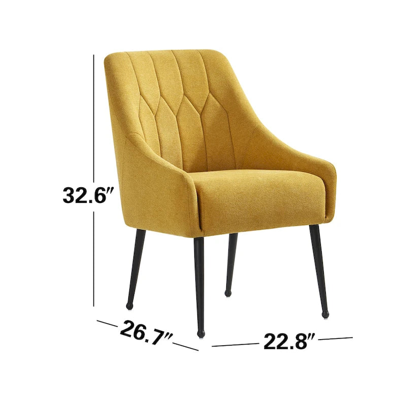Fauteuil d'appoint rembourré beige/jaune/gris avec pieds en métal – Siège simple