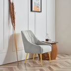 Fauteuil d'appoint rembourré beige/jaune/gris avec pieds en métal – Siège simple
