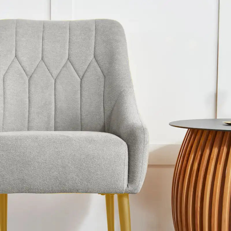Fauteuil d'appoint rembourré beige/jaune/gris avec pieds en métal – Siège simple