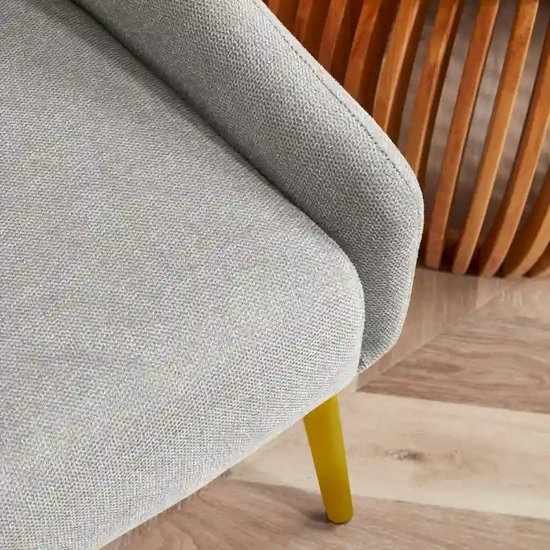 Fauteuil d'appoint rembourré beige/jaune/gris avec pieds en métal – Siège simple