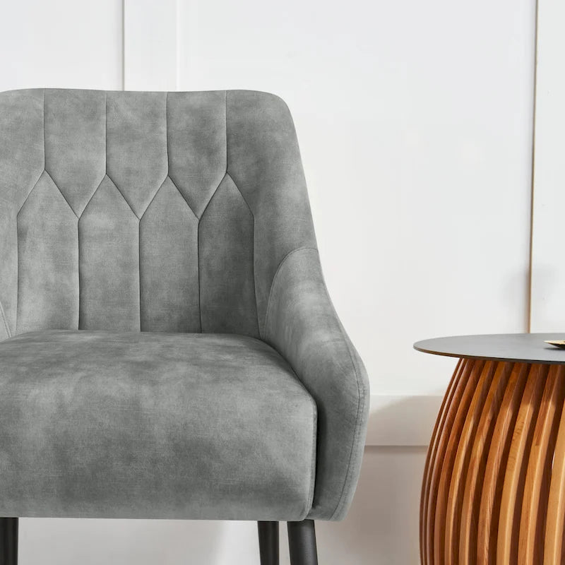 Fauteuil d'appoint rembourré beige/jaune/gris avec pieds en métal – Siège simple