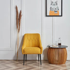 Fauteuil d'appoint rembourré beige/jaune/gris avec pieds en métal – Siège simple