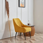Fauteuil d'appoint rembourré beige/jaune/gris avec pieds en métal – Siège simple