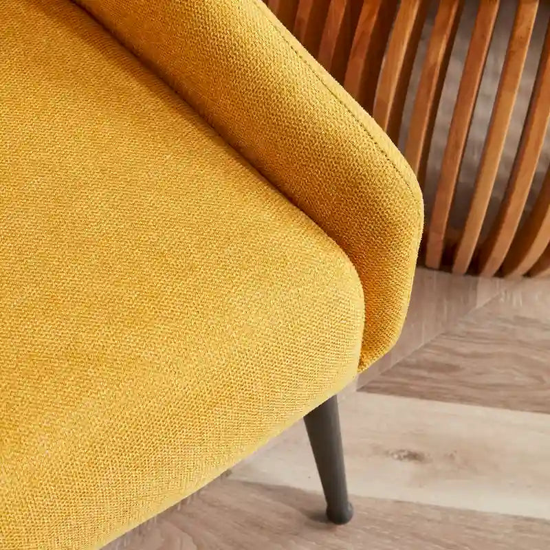 Fauteuil d'appoint rembourré beige/jaune/gris avec pieds en métal – Siège simple
