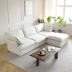 Canapé sectionnel 4 pièces en velours beige/blanc/noir