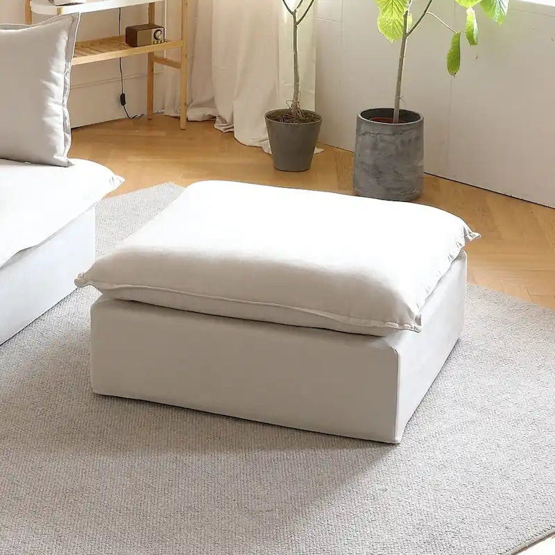 Canapé sectionnel 4 pièces en velours beige/blanc/noir