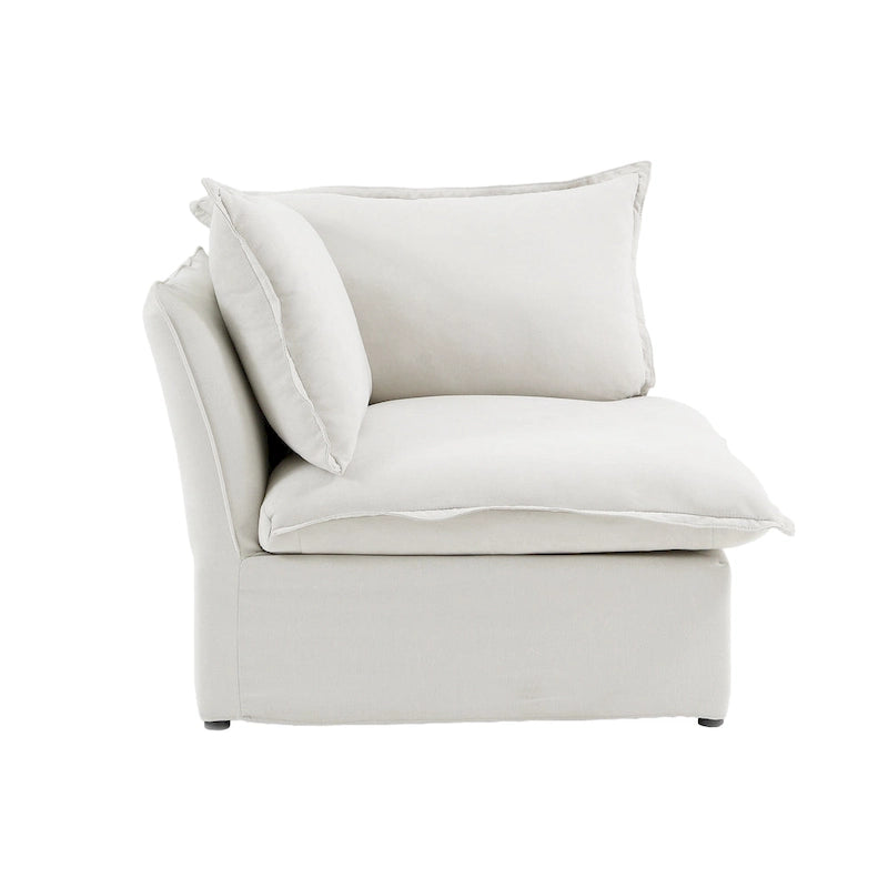 Canapé sectionnel 4 pièces en velours beige/blanc/noir