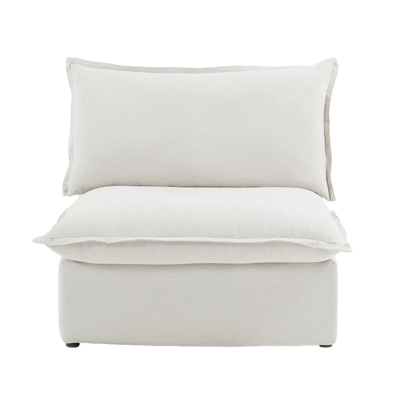 Canapé sectionnel 4 pièces en velours beige/blanc/noir
