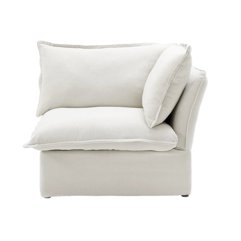 Canapé sectionnel 4 pièces en velours beige/blanc/noir