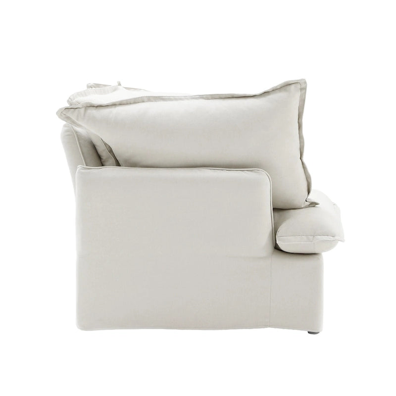 Canapé sectionnel 4 pièces en velours beige/blanc/noir