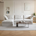Canapé sectionnel 4 pièces en velours beige/blanc/noir