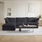 Canapé sectionnel 4 pièces en velours beige/blanc/noir