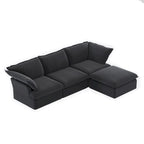 Canapé sectionnel 4 pièces en velours beige/blanc/noir