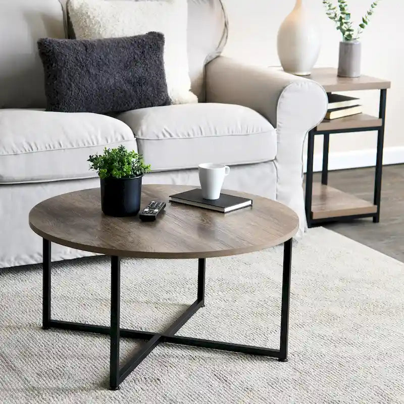 Table basse ronde stratifiée Ashwood / Chêne noir / Chêne côtier / Ardoise / Noyer / Blanche, simple