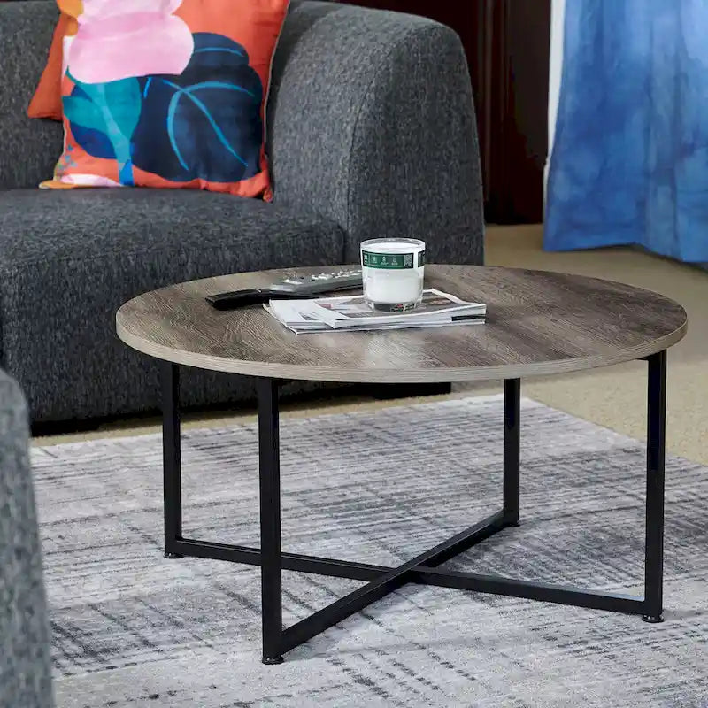 Table basse ronde stratifiée Ashwood / Chêne noir / Chêne côtier / Ardoise / Noyer / Blanche, simple