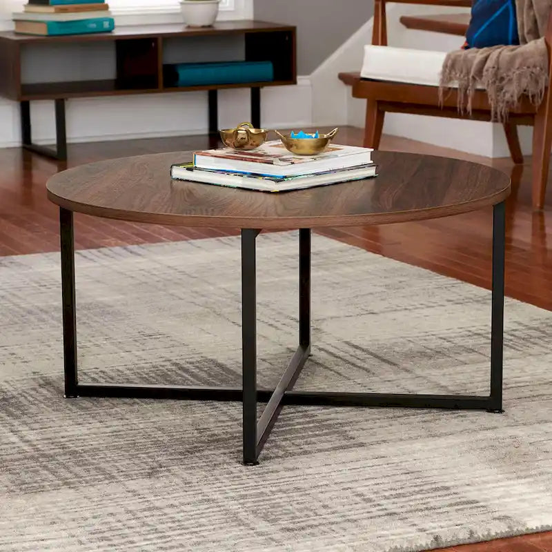 Table basse ronde stratifiée Ashwood / Chêne noir / Chêne côtier / Ardoise / Noyer / Blanche, simple