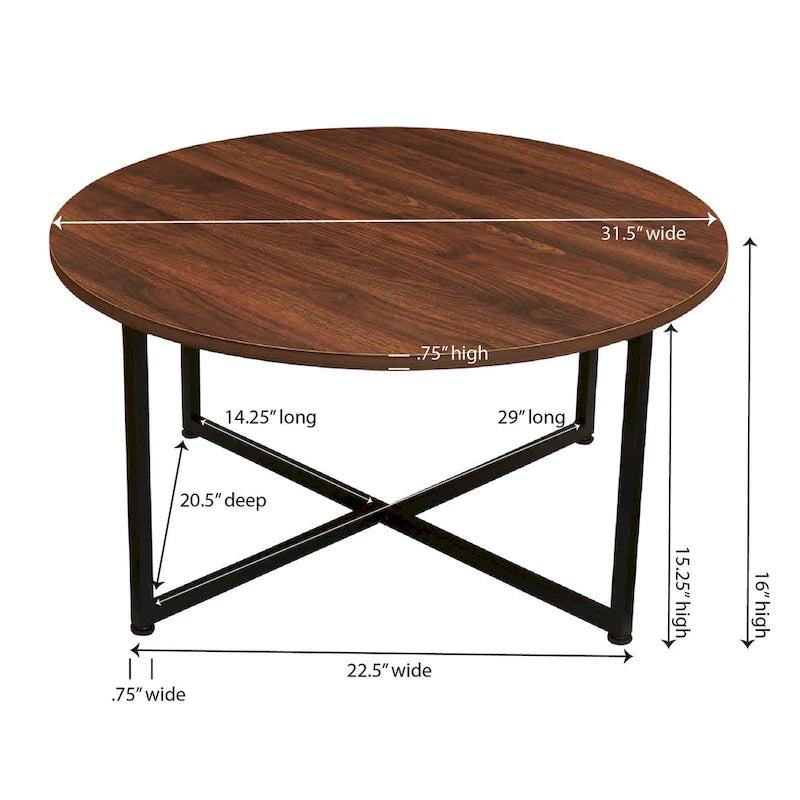 Table basse ronde stratifiée Ashwood / Chêne noir / Chêne côtier / Ardoise / Noyer / Blanche, simple