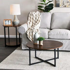 Table basse ronde stratifiée Ashwood / Chêne noir / Chêne côtier / Ardoise / Noyer / Blanche, simple