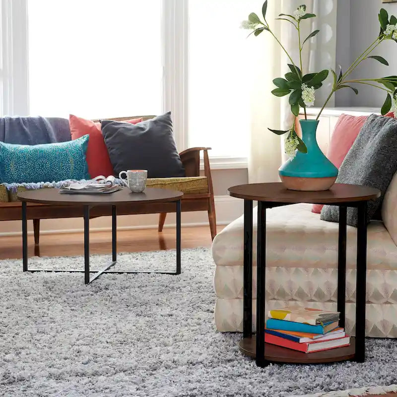 Table basse ronde stratifiée Ashwood / Chêne noir / Chêne côtier / Ardoise / Noyer / Blanche, simple