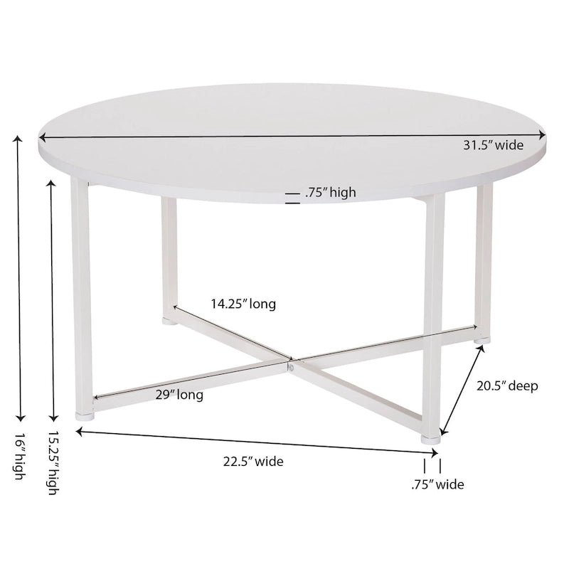 Table basse ronde stratifiée Ashwood / Chêne noir / Chêne côtier / Ardoise / Noyer / Blanche, simple