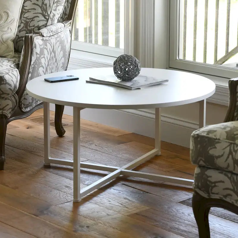 Table basse ronde stratifiée Ashwood / Chêne noir / Chêne côtier / Ardoise / Noyer / Blanche, simple