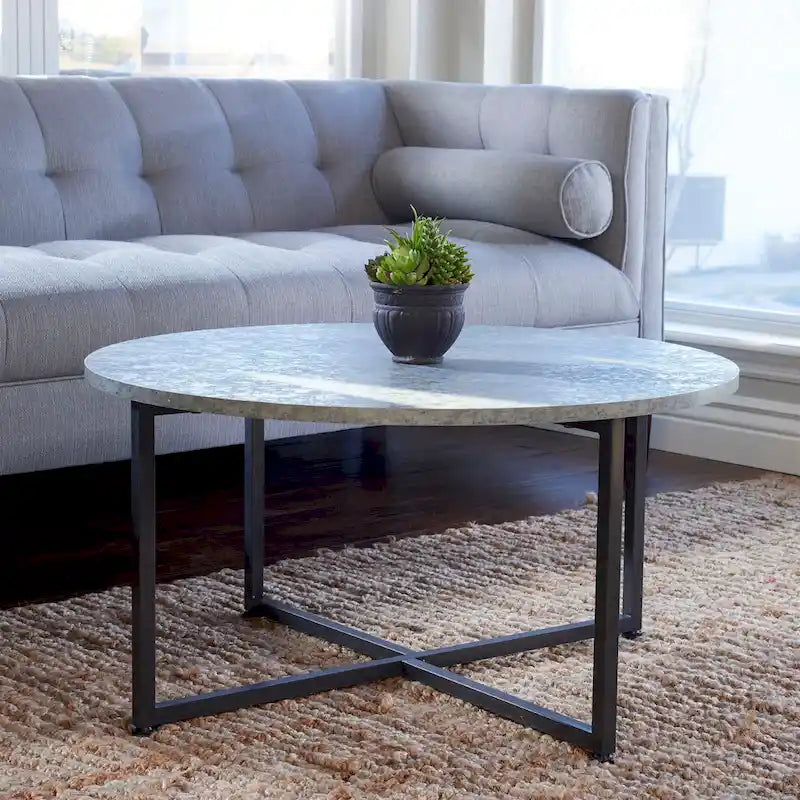 Table basse ronde stratifiée Ashwood / Chêne noir / Chêne côtier / Ardoise / Noyer / Blanche, simple