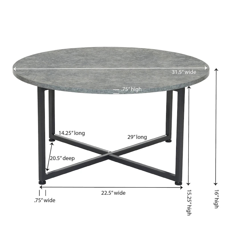 Table basse ronde stratifiée Ashwood / Chêne noir / Chêne côtier / Ardoise / Noyer / Blanche, simple