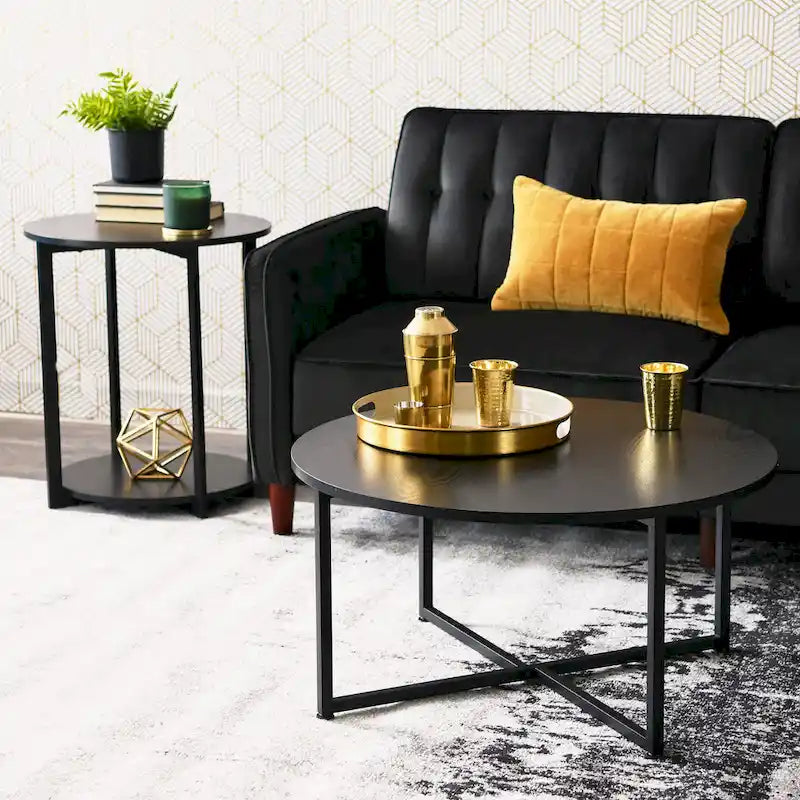 Table basse ronde stratifiée Ashwood / Chêne noir / Chêne côtier / Ardoise / Noyer / Blanche, simple