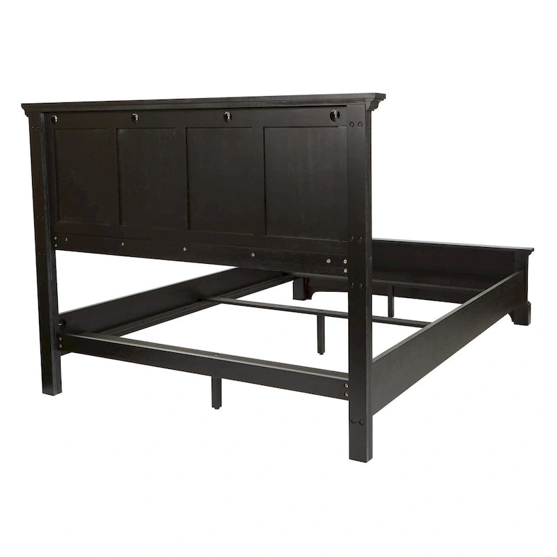 Ensemble de lit rustique à panneaux noirs – Lit simple / Queen / King, 1–2 personnes
