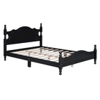 Cadre de lit plateforme rétro en bois noir/blanc – Grand lit 1 personne
