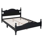 Cadre de lit plateforme rétro en bois noir/blanc – Grand lit 1 personne