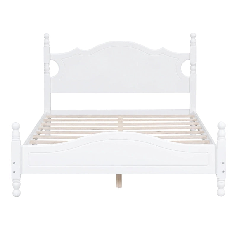 Cadre de lit plateforme rétro en bois noir/blanc – Grand lit 1 personne
