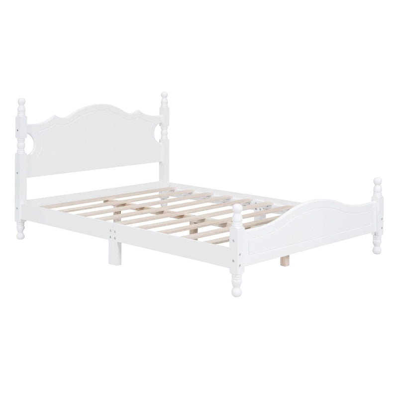 Cadre de lit plateforme rétro en bois noir/blanc – Grand lit 1 personne