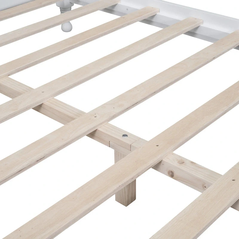 Cadre de lit plateforme rétro en bois noir/blanc – Grand lit 1 personne