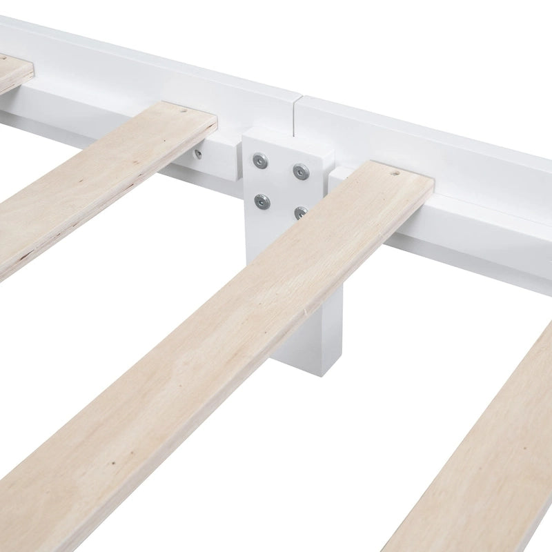 Cadre de lit plateforme rétro en bois noir/blanc – Grand lit 1 personne