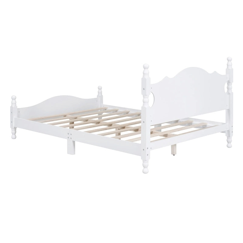Cadre de lit plateforme rétro en bois noir/blanc – Grand lit 1 personne